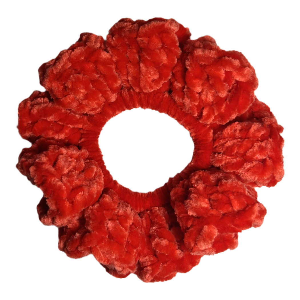 Velvet Scrunchie - Fire Red