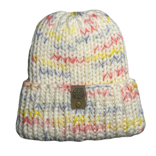 Chunky Knit Beanie - Speckle Brights