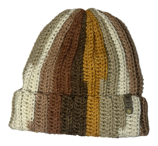 Multicolor Ribbed Beanie - Tortoise Shell